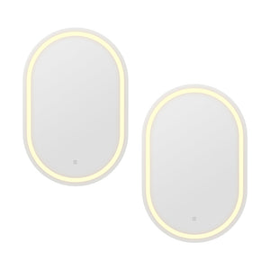 Embellir 2 LED Wall Mirror With Light 50X75CM Bathroom Decor Oval Mirrors Vanity