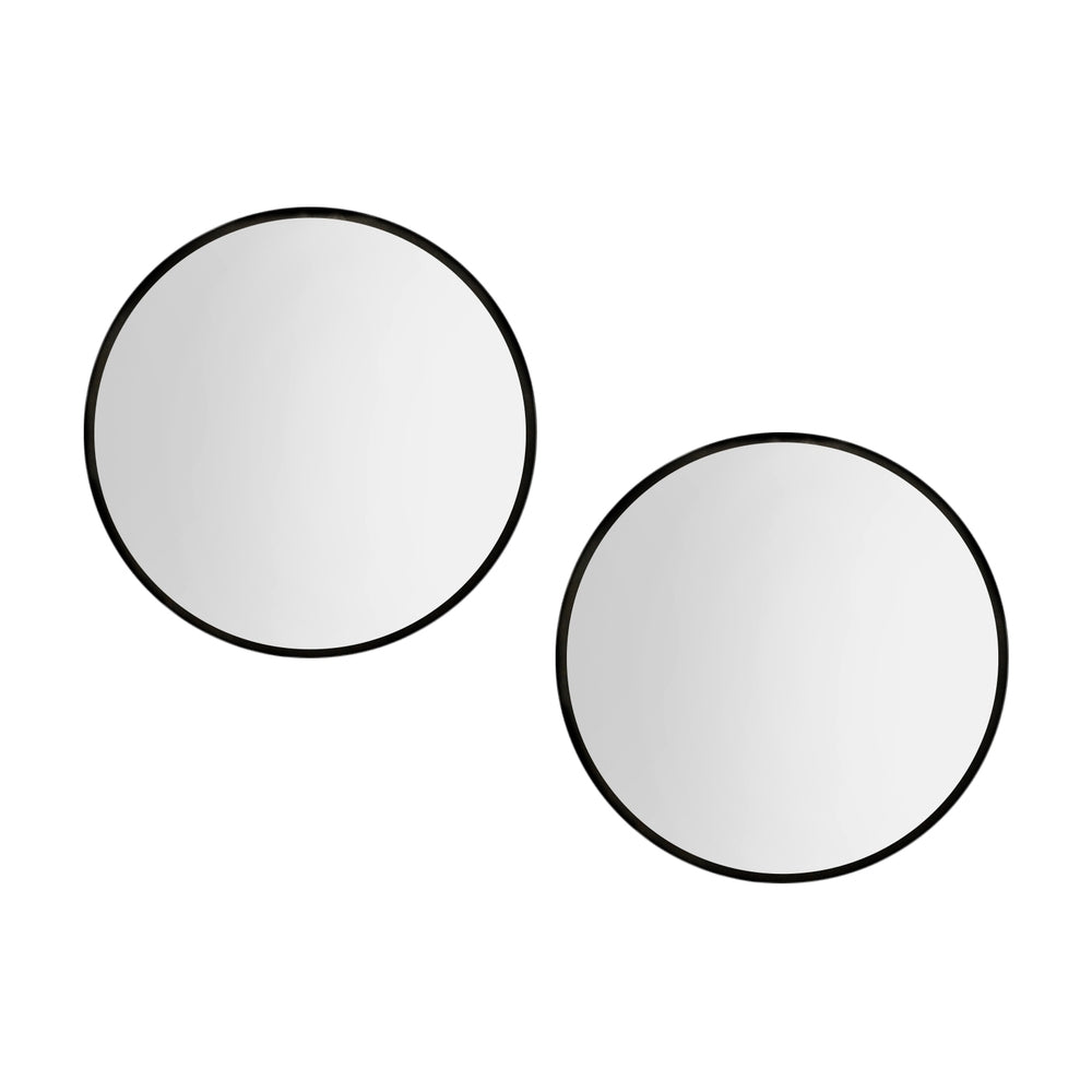 Embellir 2 Wall Mirror Makeup 60cm Home Decor Framed Mirrors Bathroom Round Black
