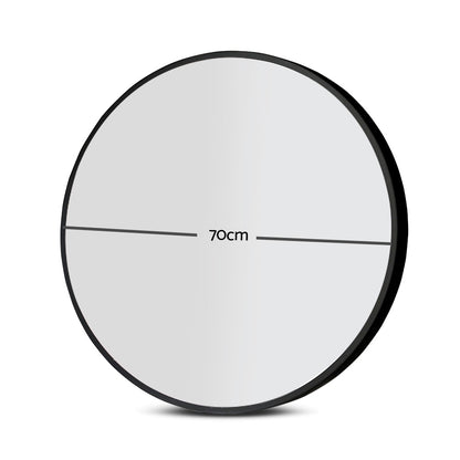 Embellir 2 Wall Mirror Makeup 70cm Home Decor Framed Mirrors Bathroom Round Black