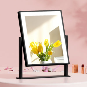 LED Makeup Mirror Hollywood Standing Mirror Tabletop Vanity Black 25cm x 30 cm