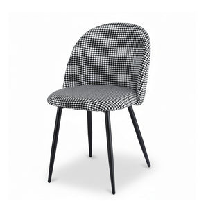 Artiss Dining Chairs Set of 2 Linen Solid Curved Houndstooth