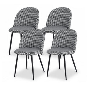Artiss Dining Chairs Set of 4 Linen Solid Curved Houndstooth