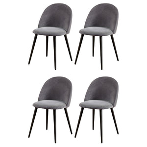 Artiss Dining Chairs Set of 4 Velvet Solid Curved Dark Grey