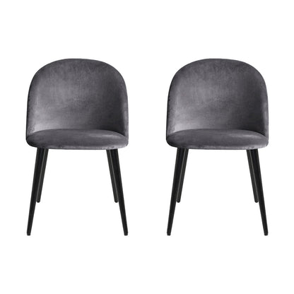 Artiss Dining Chairs Set of 4 Velvet Solid Curved Dark Grey