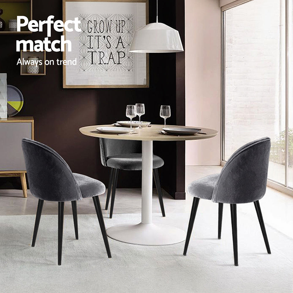 Artiss Dining Chairs Set of 4 Velvet Solid Curved Dark Grey