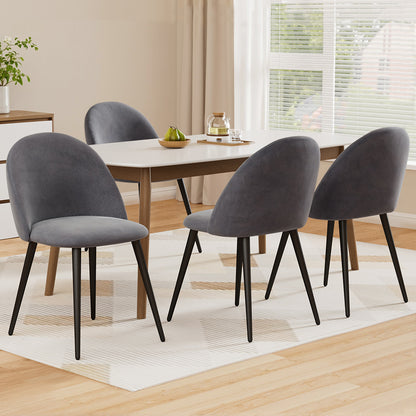 Artiss Dining Chairs Set of 4 Velvet Solid Curved Dark Grey