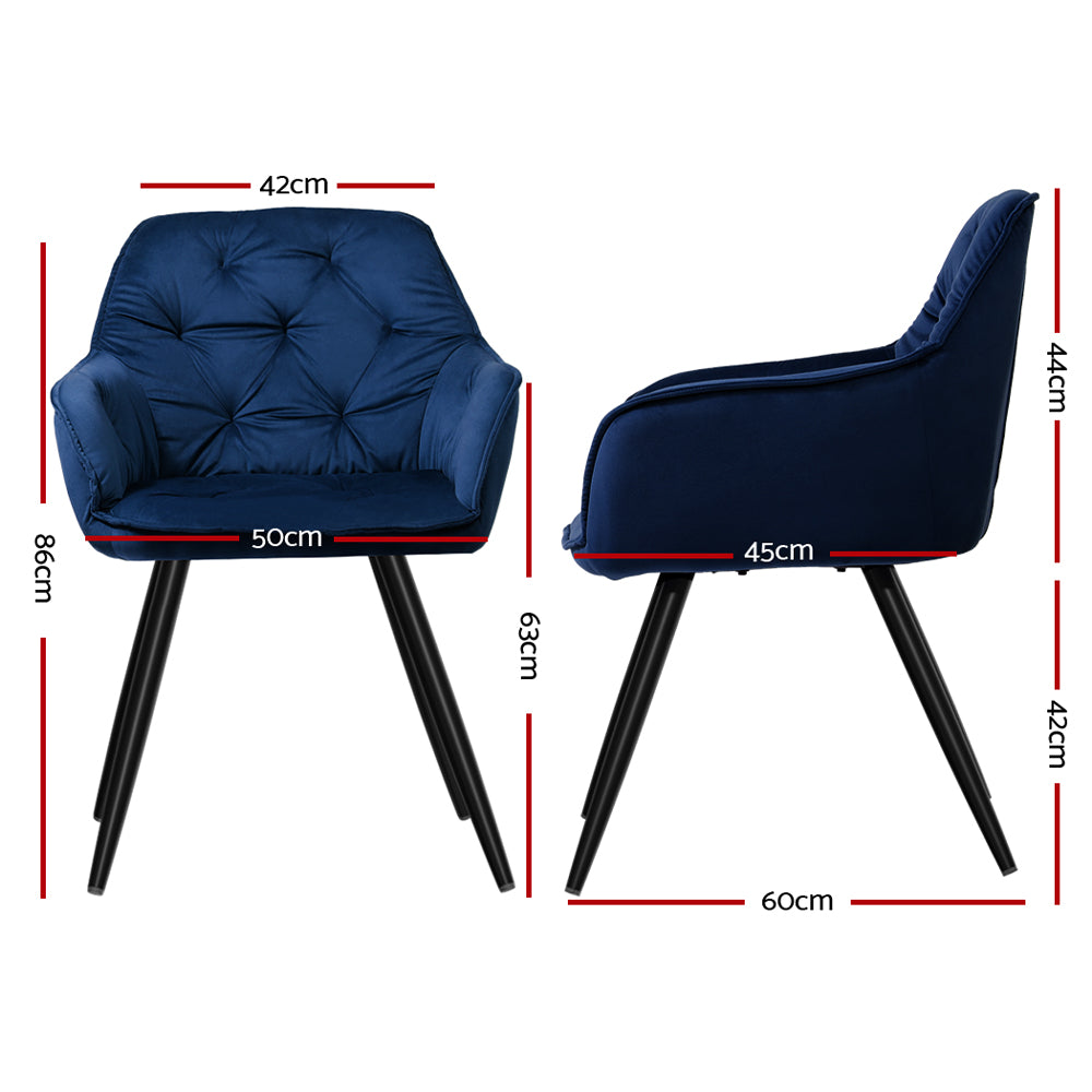 Artiss Dining Chairs Velvet Blue Set of 2 Calivia