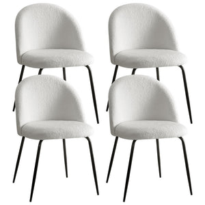 Artiss Dining Chairs Set of 4 Sherpa Boucle White