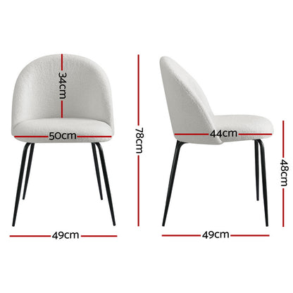 Artiss Dining Chairs Set of 4 Sherpa Boucle White