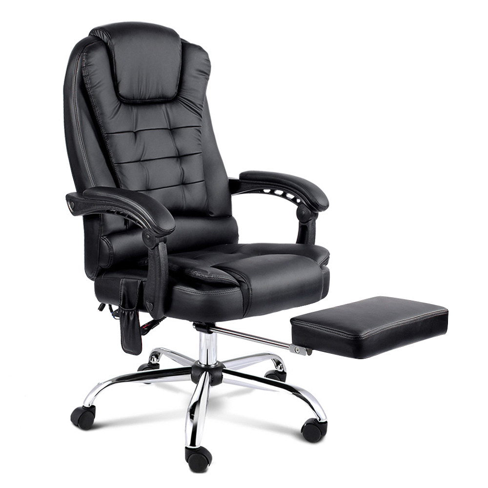 Artiss Gaming Chair 8 Point Massage Heated Reclining - Black