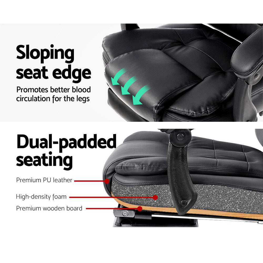 Artiss Gaming Chair 8 Point Massage Heated Reclining - Black