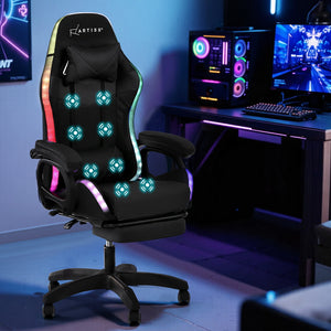 Gaming chair with massage points in a gaming setup