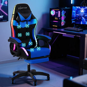 Gaming chair with RGB lighting in a gaming setup