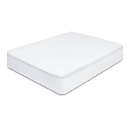 A white double-sized mattress protector displayed on a neutral background.