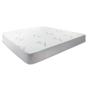 A single-sized bamboo mattress protector laid flat on a white background, displaying the brand name 'Giselle Bedding' across the fabric.