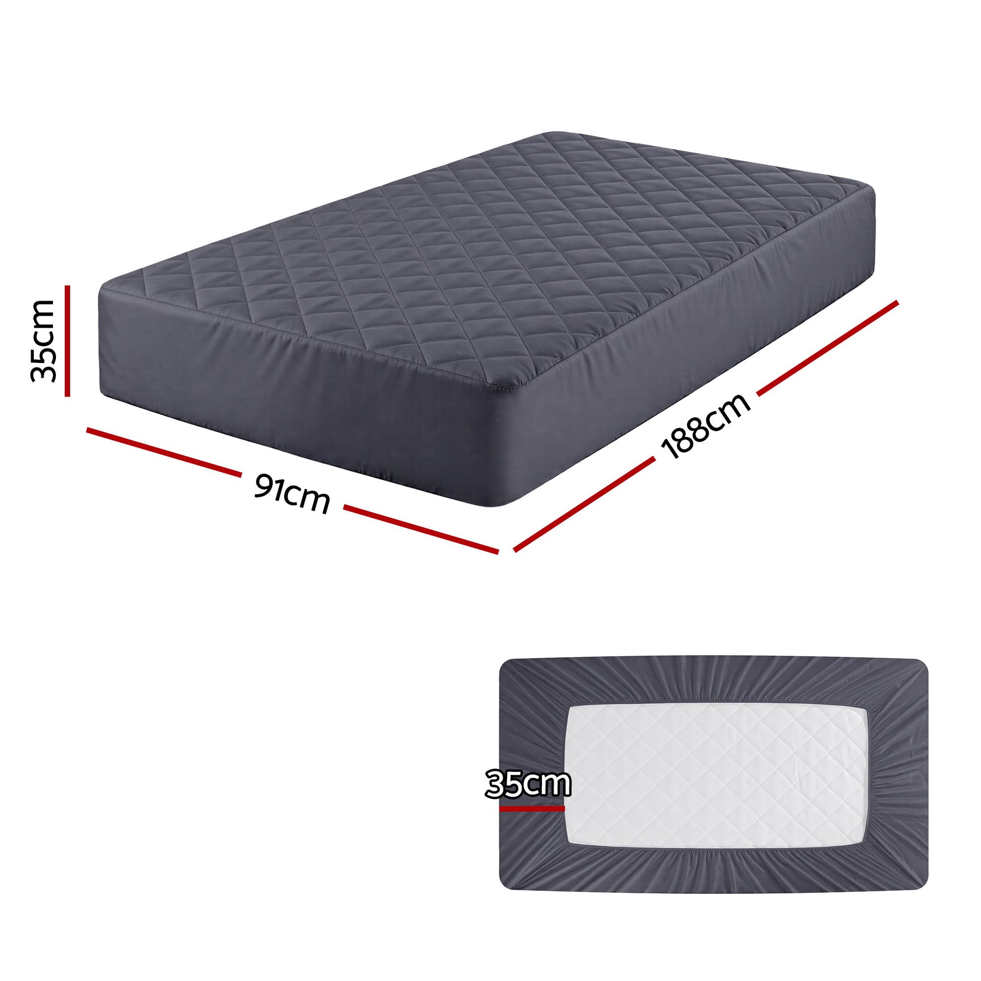 Giselle Water - Resistant Mattress Protector Microfiber 35cm 360° Fit Single - Factory Direct Shop