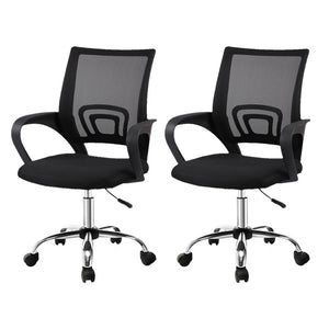 Artiss 2x Mesh Office Chair Mid Back Black