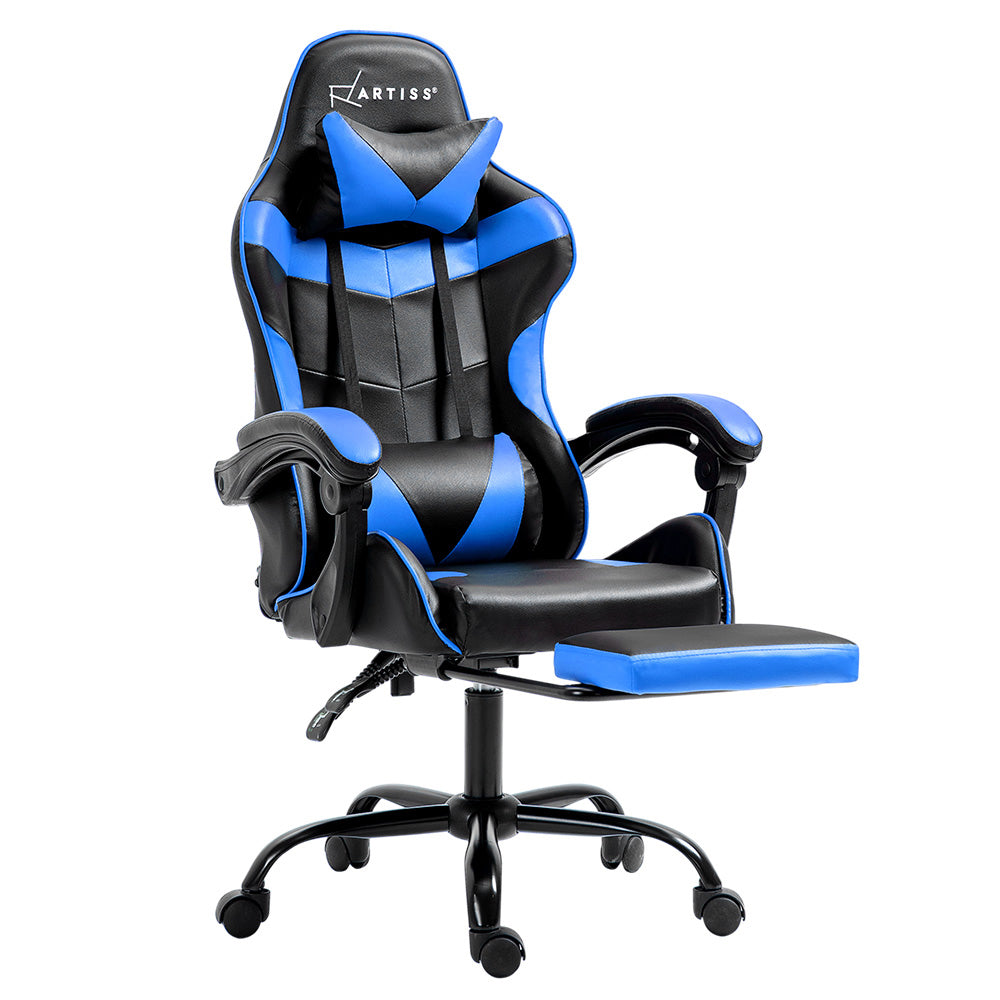 Artiss Gaming Chair Recliner Footrest-Blue