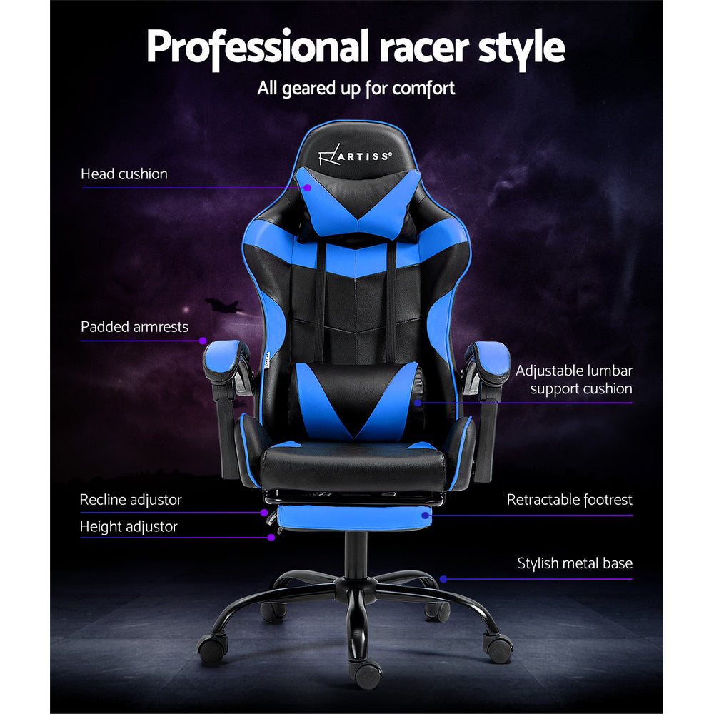 Artiss Gaming Chair ReclinerFootrest-Blue