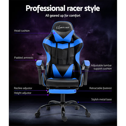 Artiss Gaming Chair ReclinerFootrest-Blue