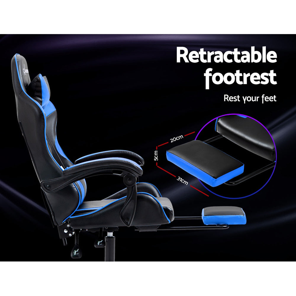 Artiss Gaming Chair Recliner Footrest-Blue