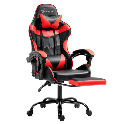 Artiss Gaming Chair Recliner-Footrest Red