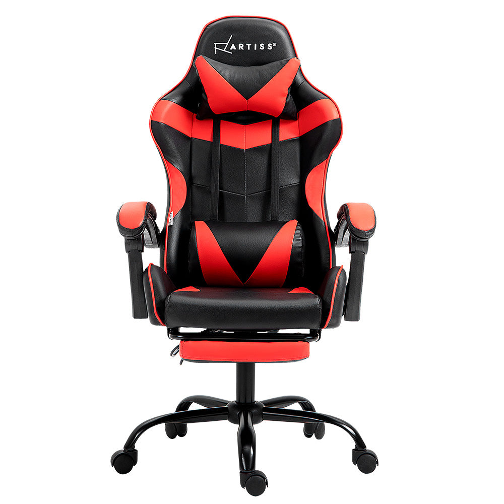 Artiss Gaming Chair Recliner-Footrest Red