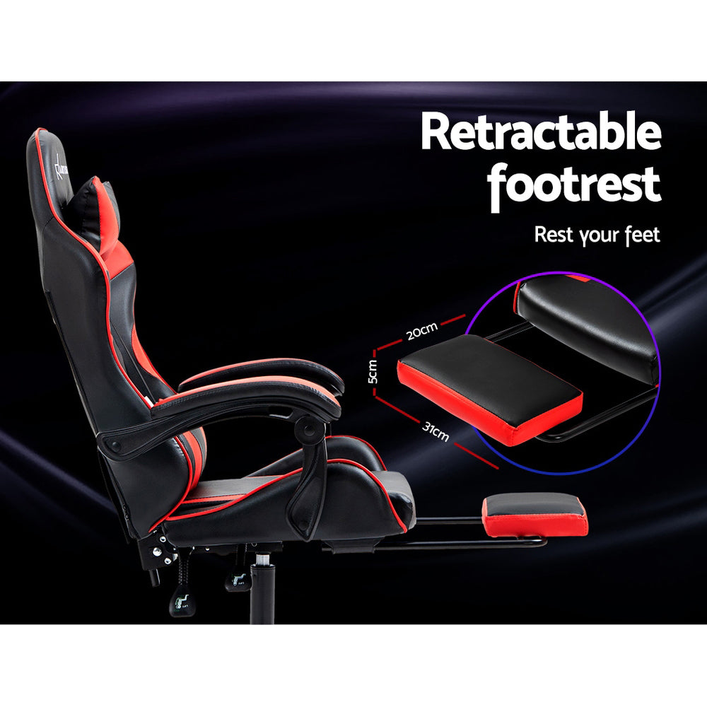 Artiss Gaming Chair Recliner-Footrest Red