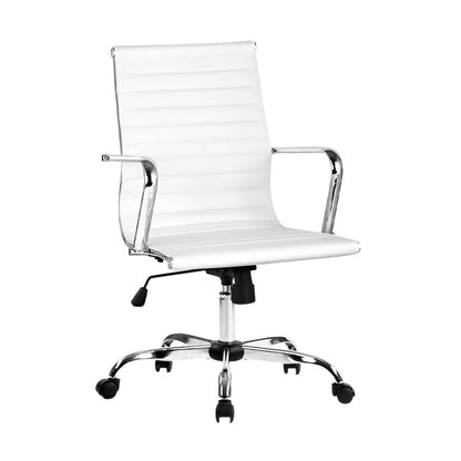 Artiss Office Chair White Mid Back