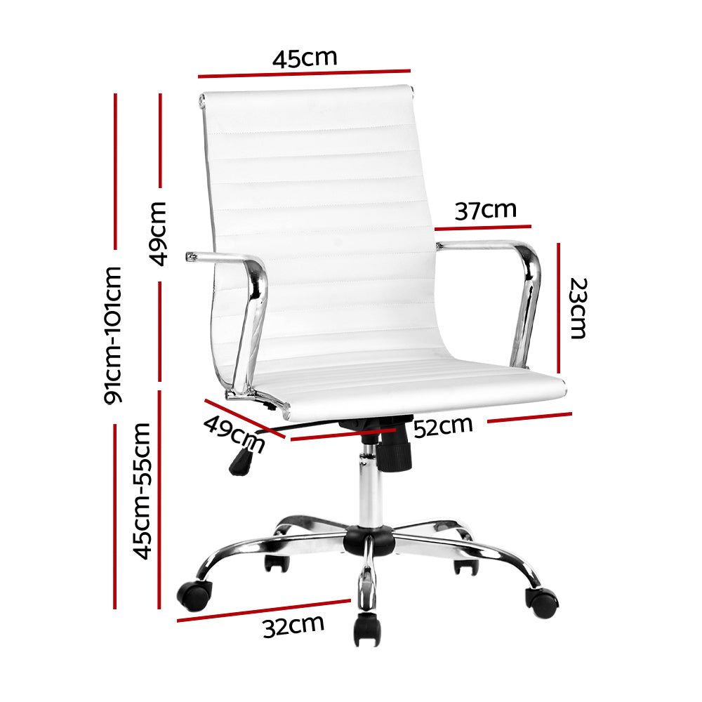 Artiss Office Chair White Mid Back