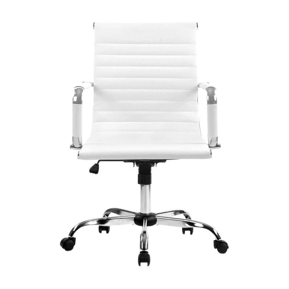 Artiss Office Chair White Mid Back