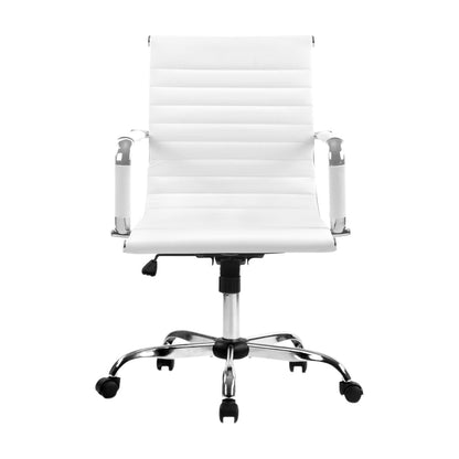 Artiss Office Chair White Mid Back