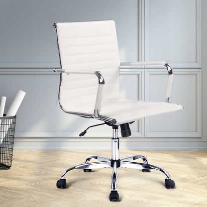 Artiss Office Chair White Mid Back