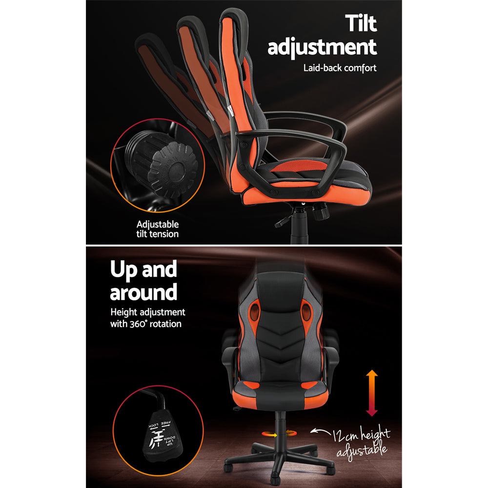 Artiss Gaming Chair Executive Racing High Back - Orange