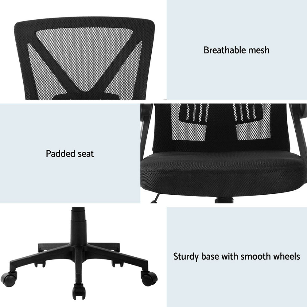 Artiss 2x Mesh Office Chair Mid Back Black