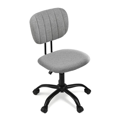 Artiss Armless Office Chair with Wheels, Ergonomic 360° Swivel Home Office Desk Chair, Height Adjustable Computer Task Chair with Fabric Back and Seat for Small Space, Grey