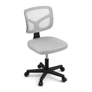 Artiss Armless Office Chair with Wheels, Ergonomic 360° Swivel Home Office Desk Chair, Height Adjustable Computer Task Chair with Fabric Back and Seat for Small Space, Grey