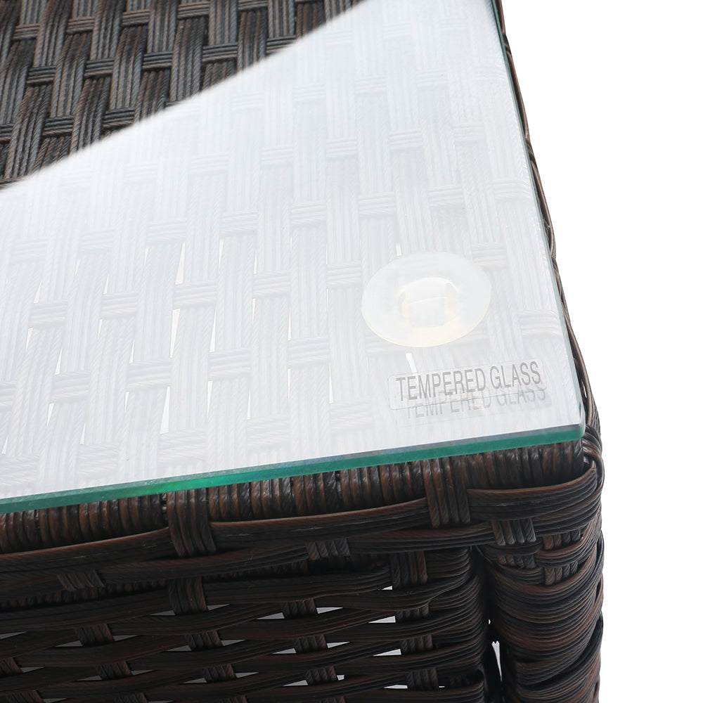 Gardeon 3PC Outdoor Bistro Set Patio Furniture Wicker Setting Chairs Table Cushion Brown