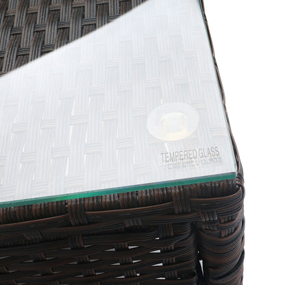 Gardeon 3PC Outdoor Bistro Set Patio Furniture Wicker Setting Chairs Table Cushion Brown