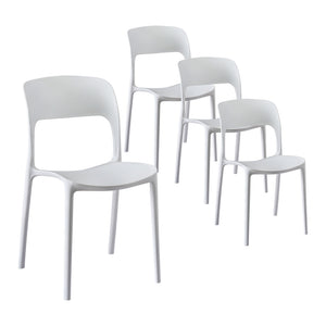 Gardeon 4PC Outdoor Dining Chairs Stackable PP Patio Chair Garden Furniture White