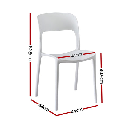 Gardeon 4PC Outdoor Dining Chairs Stackable PP Patio Chair Garden Furniture White