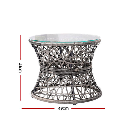 Gardeon Outdoor Lounge Setting Papasan Chair Wicker Table Garden Furniture Grey