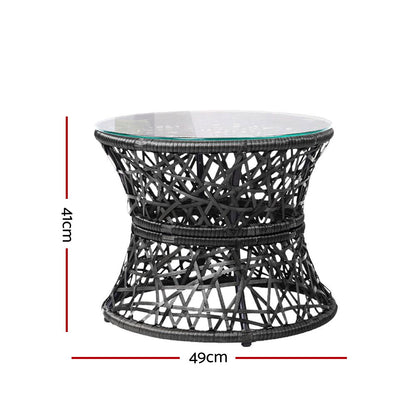 Gardeon Outdoor Lounge Setting Furniture Wicker Papasan Chairs Table Patio Black