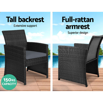 Outdoor Dining Table Set-4-Seater-Black