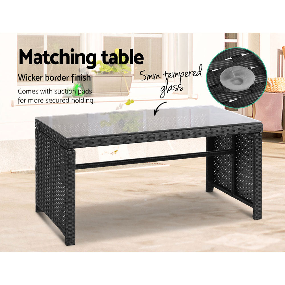 Outdoor Dining Table Set-4-Seater-Black