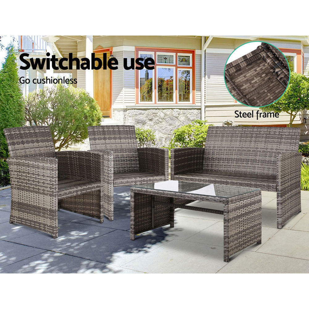 Outdoor Dining Table Set-4-Piece-Grey