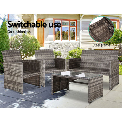 Outdoor Dining Table Set-4-Piece-Grey