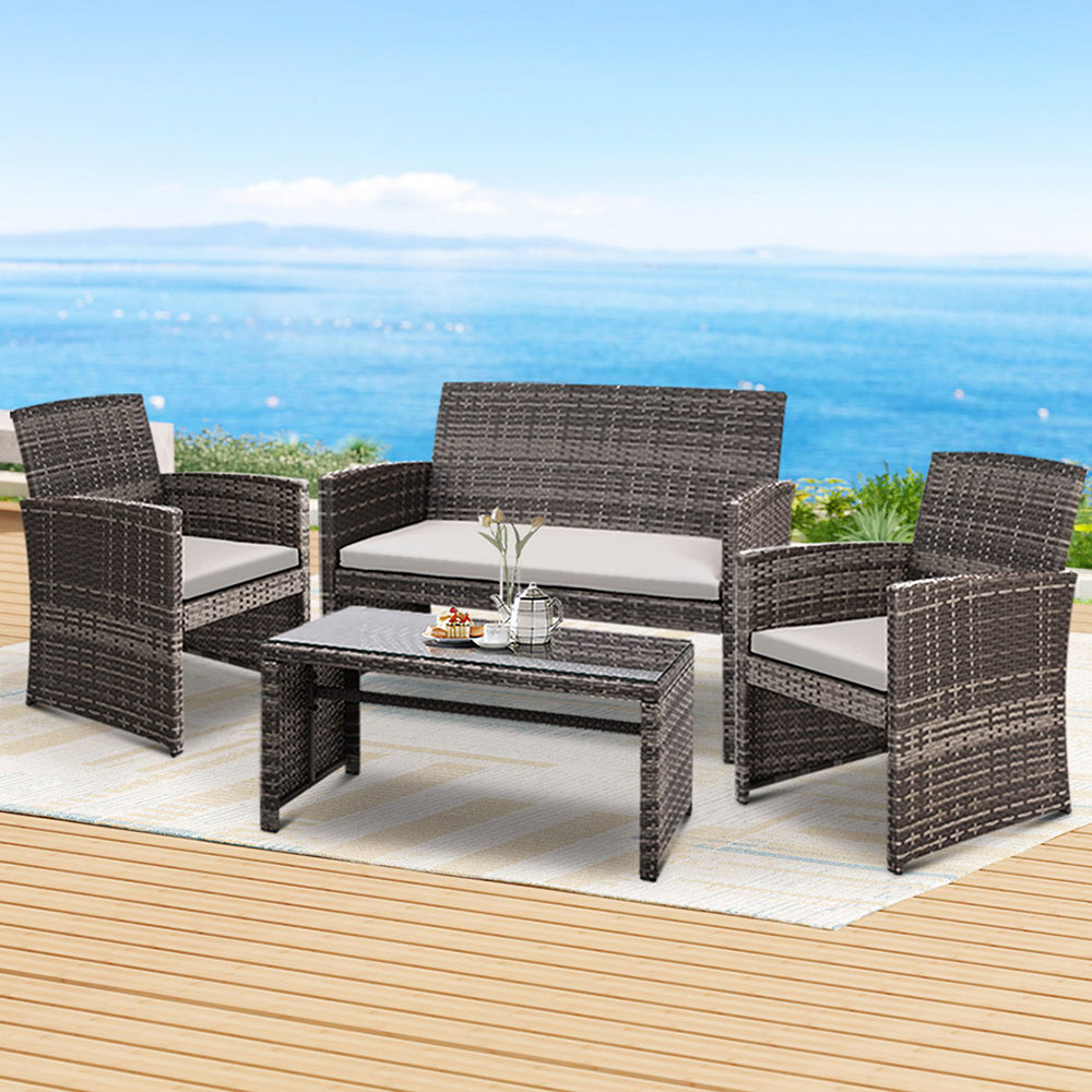 Outdoor Dining Table Set-4-Piece-Grey