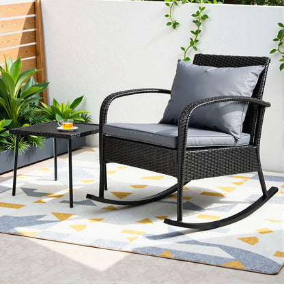 Gardeon 2PC Rocking Chair Table Wicker Outdoor Furniture Patio Lounge Setting