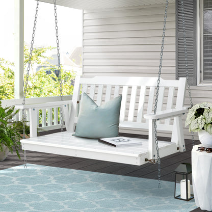 Gardeon Porch Swing Chair with Chain Garden Chair Outdoor Furniture Wooden White